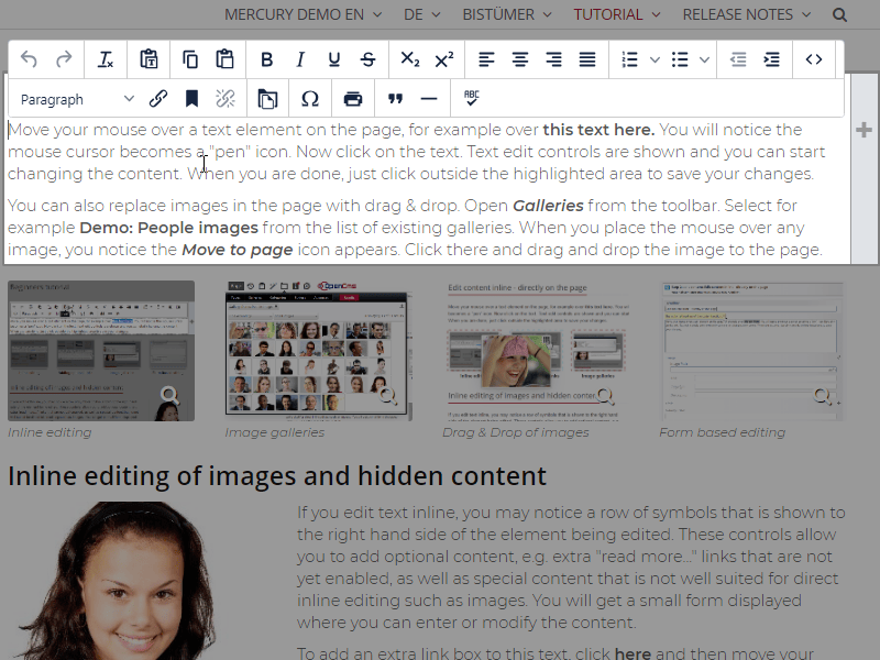 Inline editing (c) CC BY-NC-SA / Alkacon Software - http://alkacon.com Inline editing